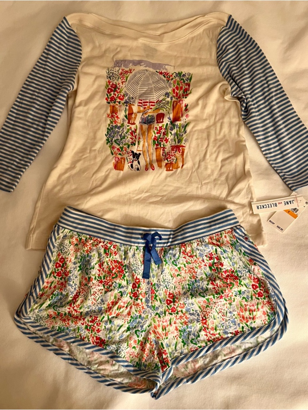 Jane and Bleecker Pajama Lounge Set Shabby Chic Cottagecore Bloomingdale’s BNWT